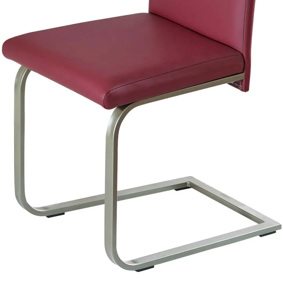 Freischwinger Clamina in Rot Kunstleder