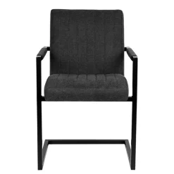 Freischwinger Sessel in Anthrazit & Schwarz - Tressur (2er Set)