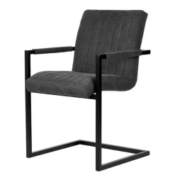 Freischwinger Sessel in Anthrazit & Schwarz - Tressur (2er Set)