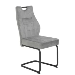 Freischwinger Stuhl in Silbergrau - Riakust (2er Set)