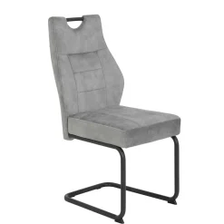 Freischwinger Stuhl in Silbergrau - Riakust (2er Set)