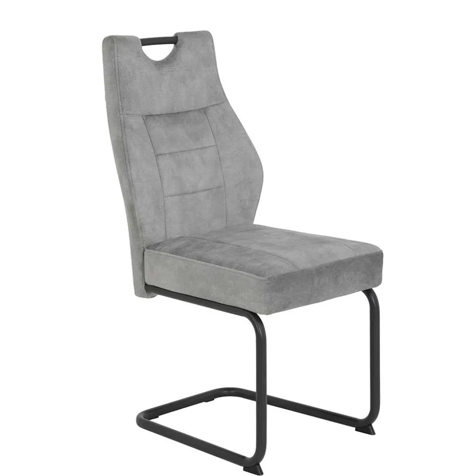 Freischwinger Stuhl in Silbergrau - Riakust (2er Set)