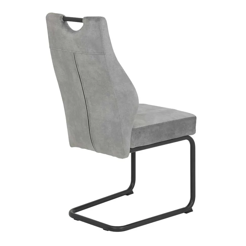 Freischwinger Stuhl in Silbergrau - Riakust (2er Set)