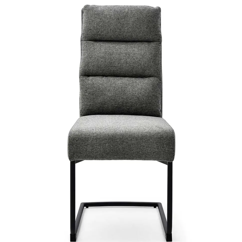 Freischwingerstühle in Grau Strukturstoff - Pizaras (2er Set)