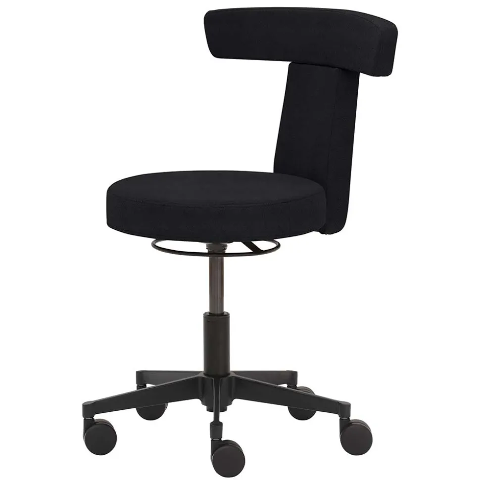 Funktioneller Arbeitshocker mit Lehne & Drehgestell - Kenzy