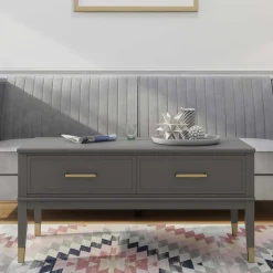 Funktioneller Couchtisch in Grau & Gold - Obbo