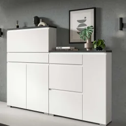 Funktioneller Schuhschrank mit zwei Türen & Klappe - Suad