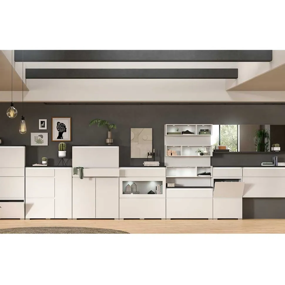 Funktioneller Schuhschrank mit zwei Türen & Klappe - Suad