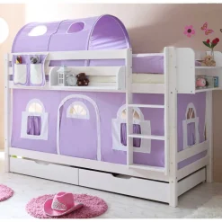 Funktionelles Etagenbett in Weiß mit Lila - Fistranco