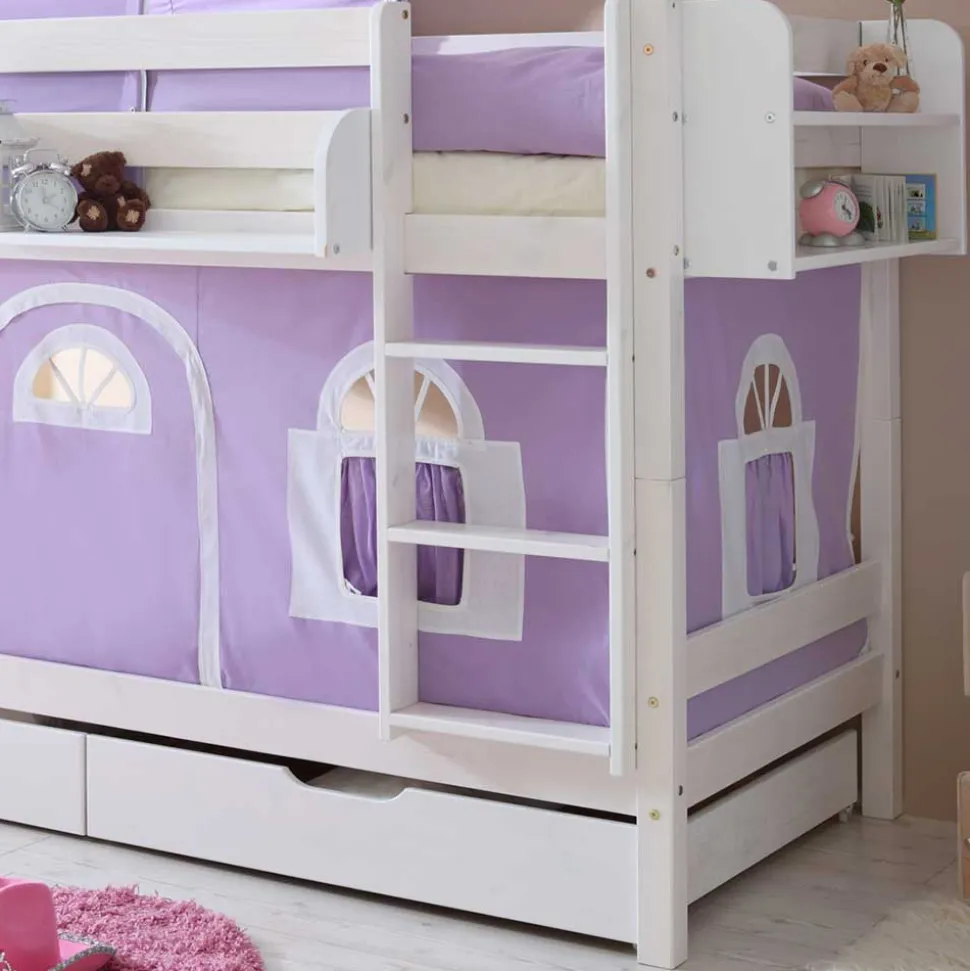 Funktionelles Etagenbett in Weiß mit Lila - Fistranco