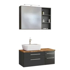 Funktionelles Waschplatz Set in Grau - Estregos (dreiteilig)