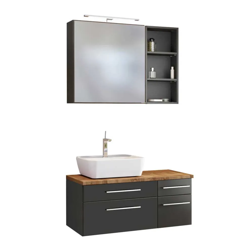 Funktionelles Waschplatz Set in Grau - Estregos (dreiteilig)