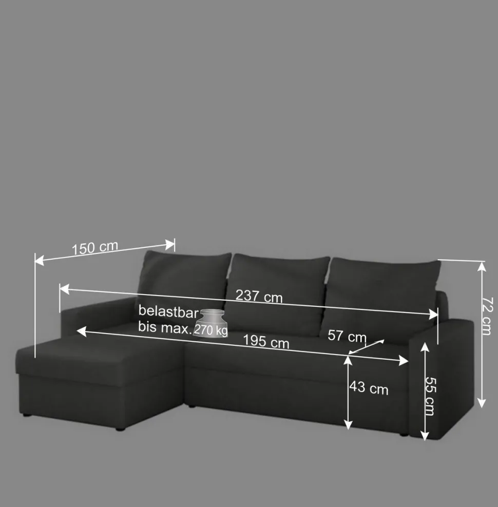 Funktionscouch in hellem und dunklem Beige - Negro