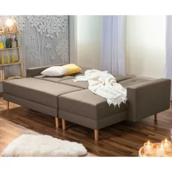 Funktionsecke in Beigegrau mit Erle - Dwight (zweiteilig)