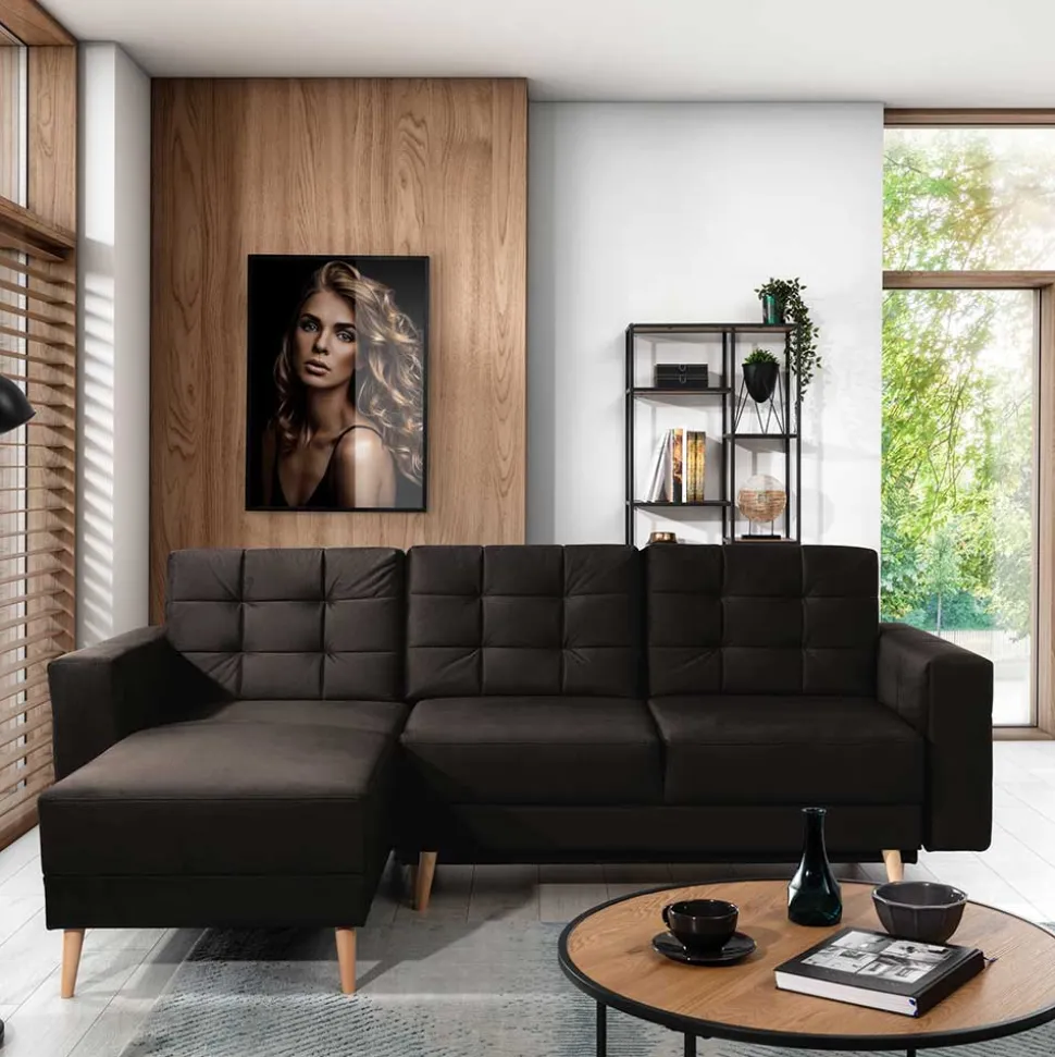 Funktionsecke in Dunkelbraun Samtstoff - Smento