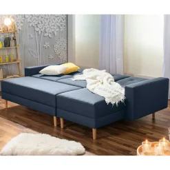 Funktionsecke und Hocker in Blau - Wale (zweiteilig)