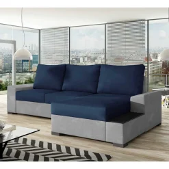 Funktionssofa in Dunkelblau und Hellgrau - Uminga