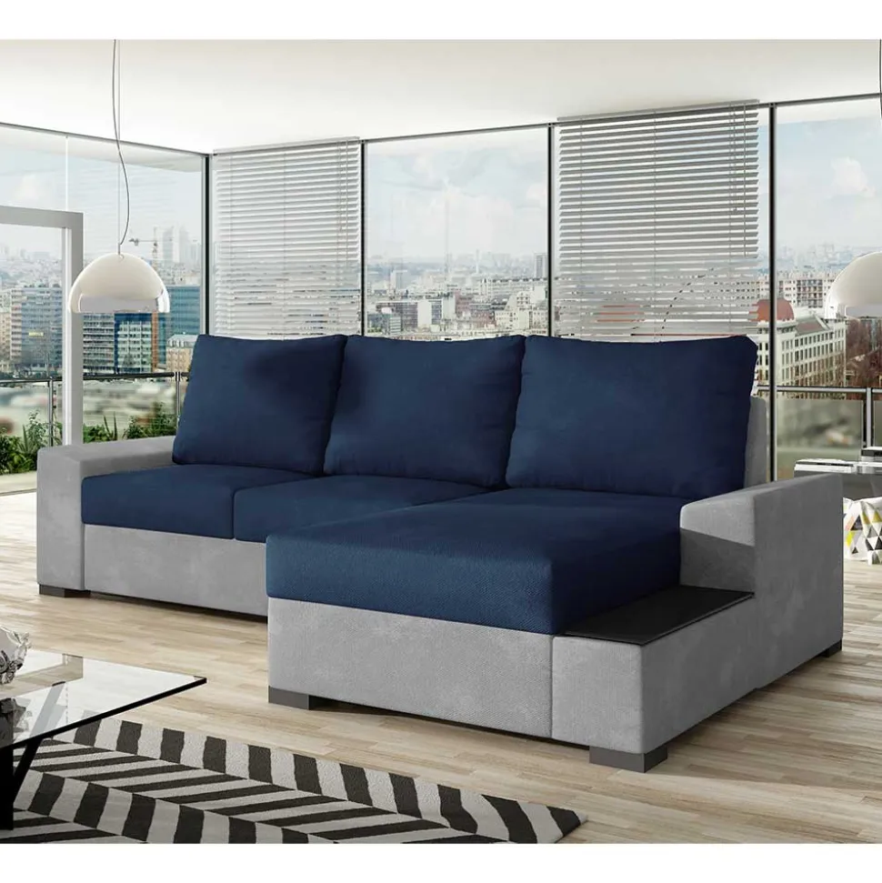 Funktionssofa in Dunkelblau und Hellgrau - Uminga