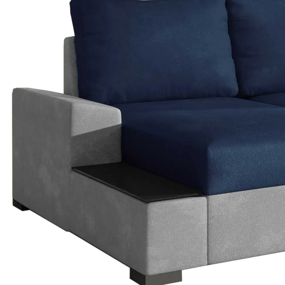Funktionssofa in Dunkelblau und Hellgrau - Uminga