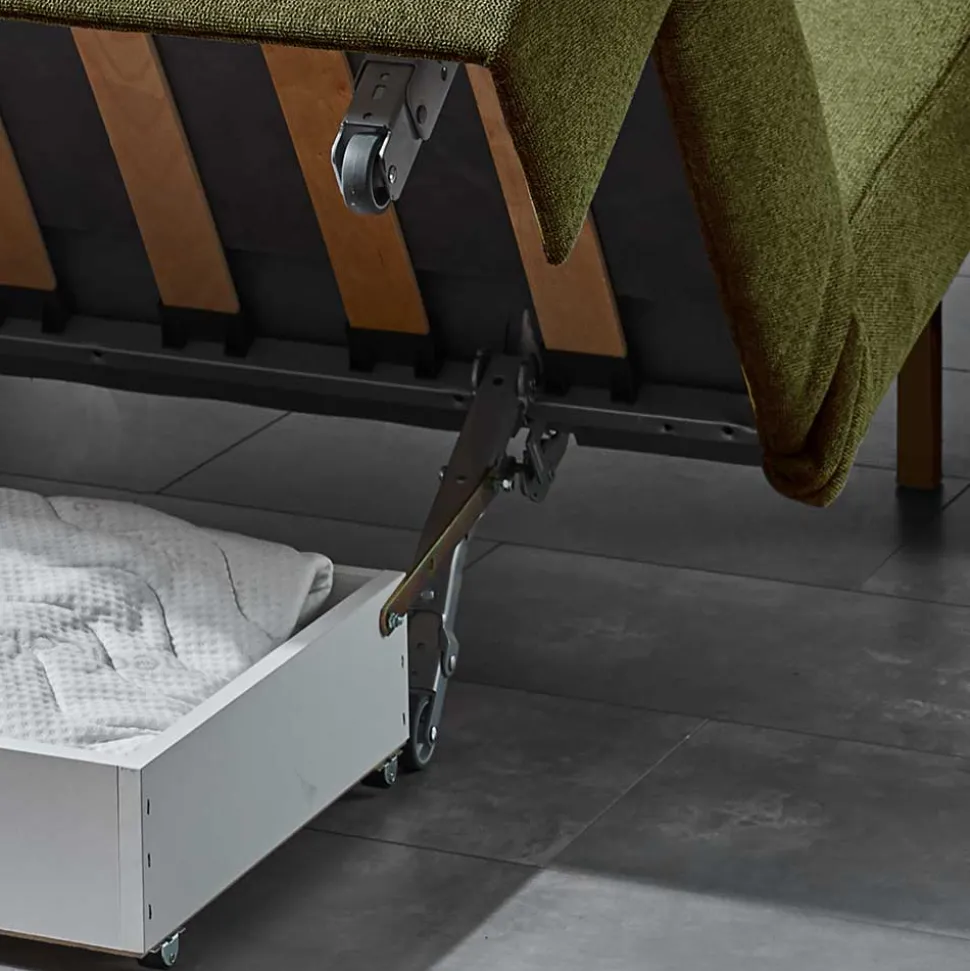 Funktionssofa in Oliv Grün Stoff - Ektuala