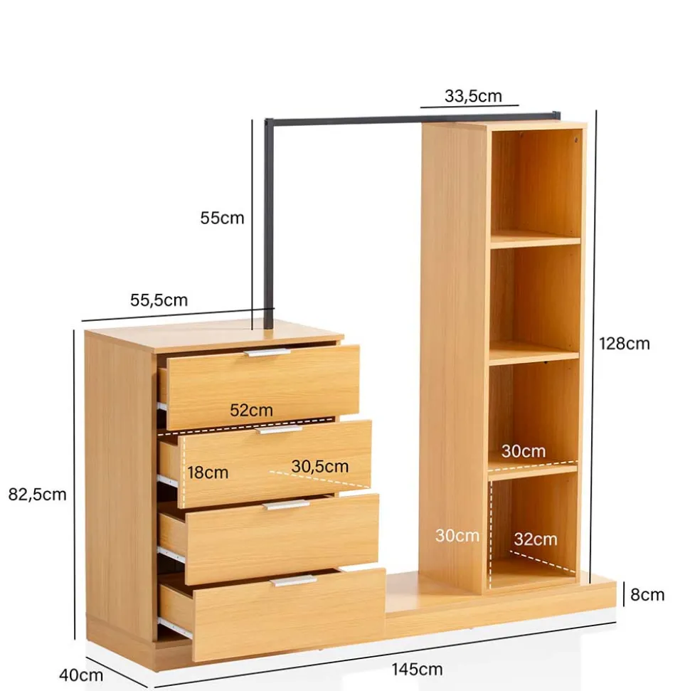 Garderobe mit Schubladen und Fächern - Jannick