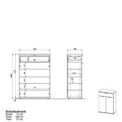 Garderoben Möbelset in Dunkelgrau - Tarlotta (dreiteilig)