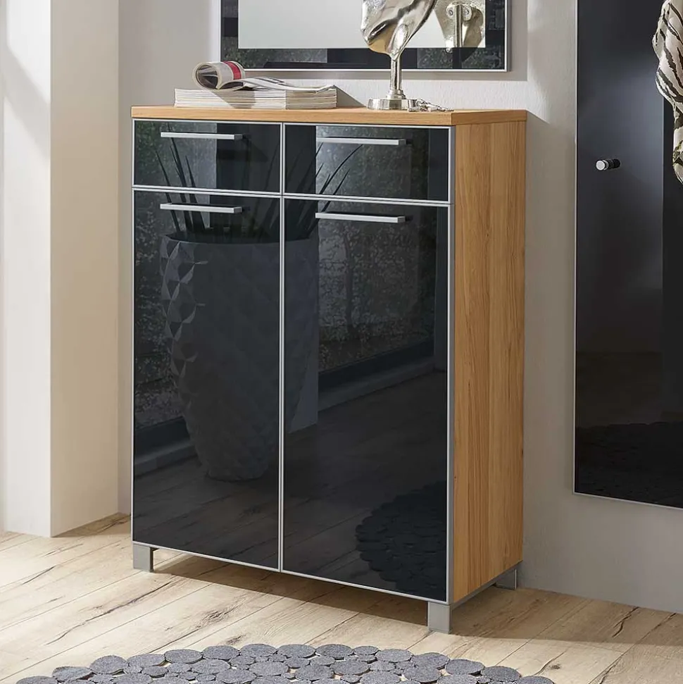 Garderoben Schuhschrank Lalaika in Anthrazit Glas beschichtet