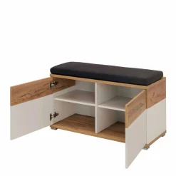 Garderoben Sitzbank Vicanossa in Weiß Eiche