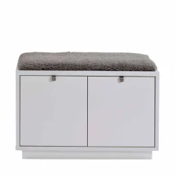 Garderobenbank Gorfu in Weiß Grau