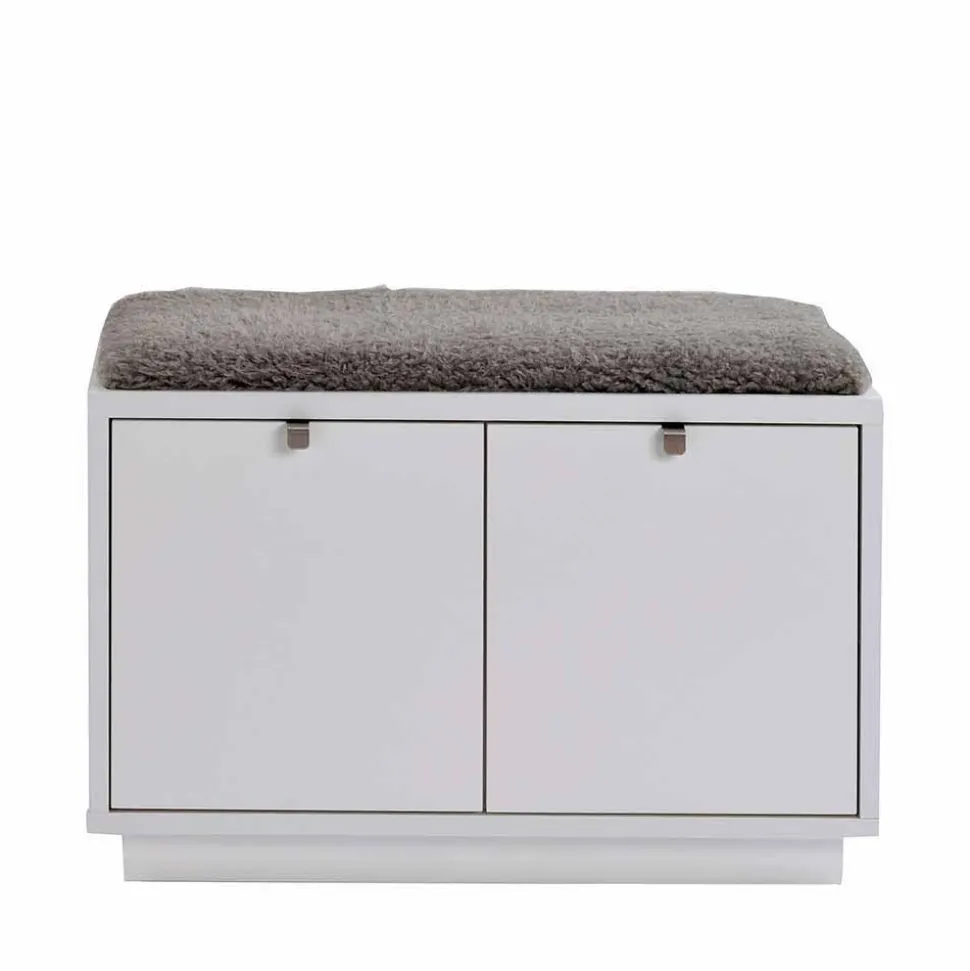 Garderobenbank Gorfu in Weiß Grau