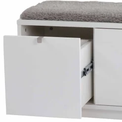 Garderobenbank Gorfu in Weiß Grau