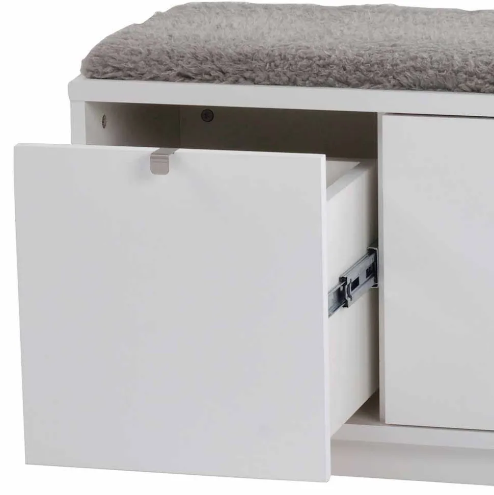 Garderobenbank Gorfu in Weiß Grau