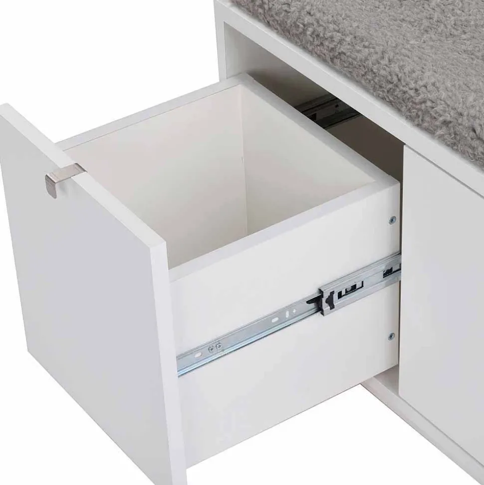 Garderobenbank Gorfu in Weiß Grau