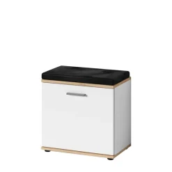 Garderobenbank in Weiß mit Wildeiche Dekor - Yumagno