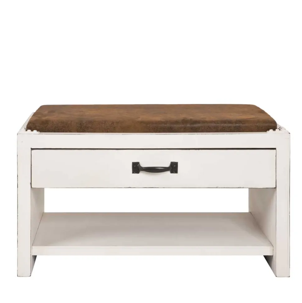 Garderobenbank Oficina in Weiß Braun