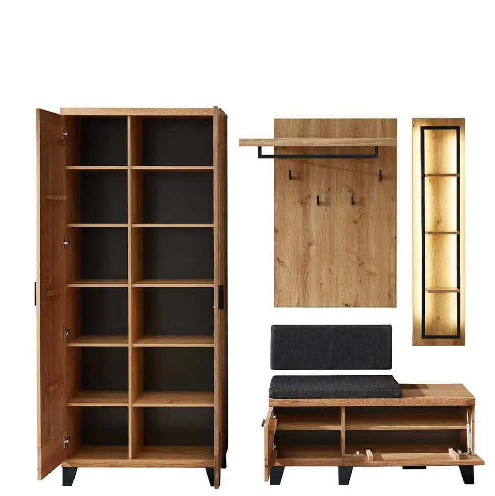 Garderobenmöbel aus Echtholz - Elprisca (vierteilig)