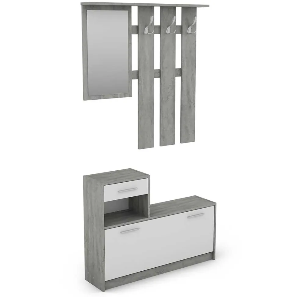 Garderobenmöbel in Weiß & Betonoptik - Zessma (zweiteilig)