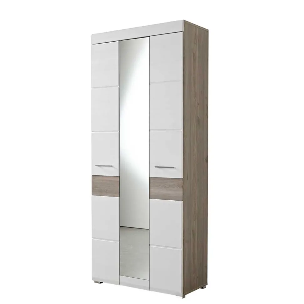 Garderobenmöbel Set Brosgo in Weiß und Silbereiche (fünfteilig)