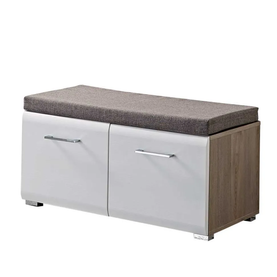 Garderobenmöbel Set Brosgo in Weiß und Silbereiche (fünfteilig)