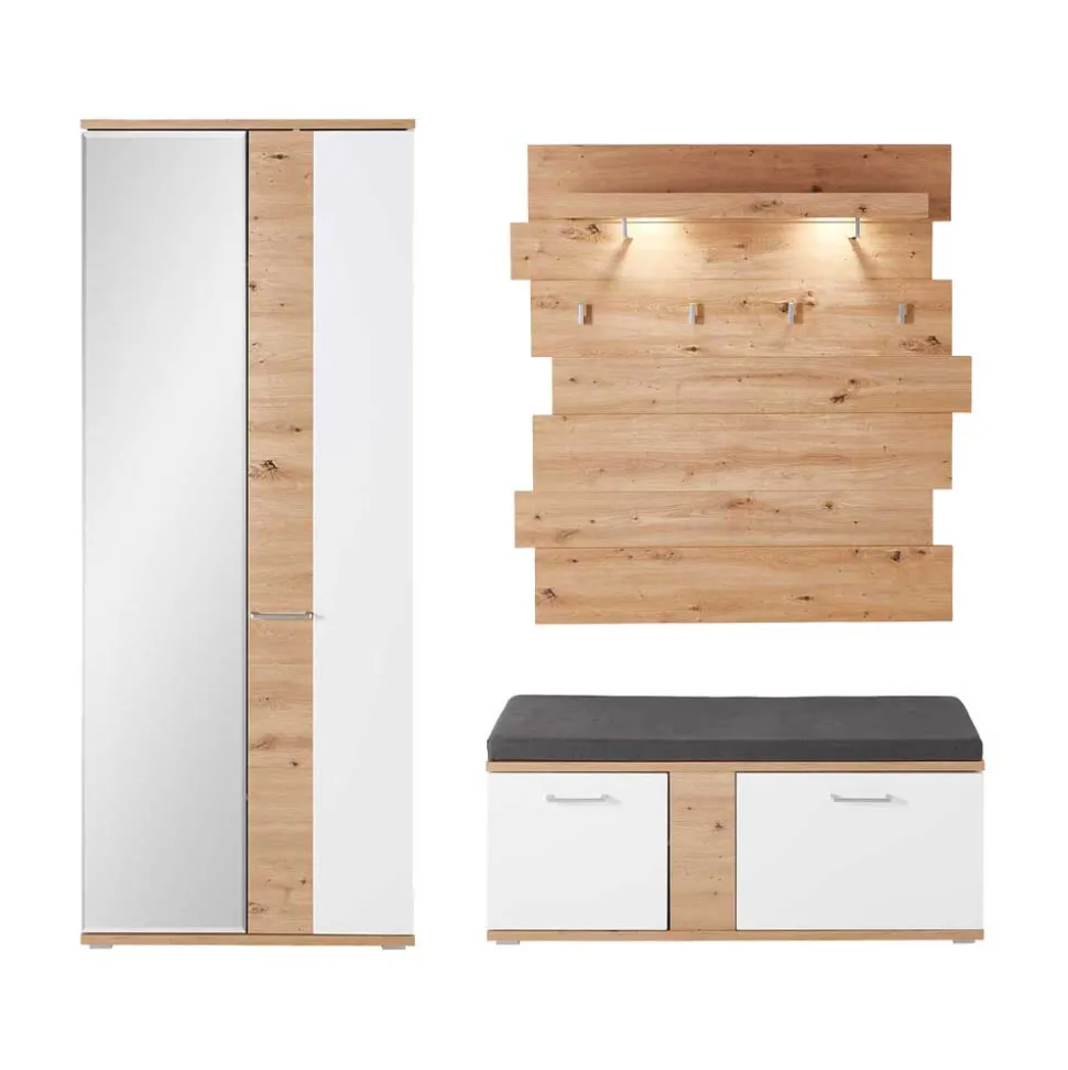 Garderobenmöbel Set mit LED Licht - Symbrosia (dreiteilig)