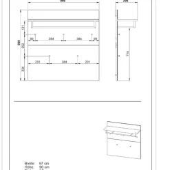 Garderobenpaneel in Weiß mit Glasbeschichtung - Kofi