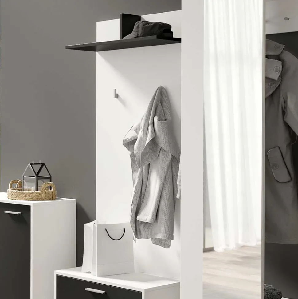 Garderobenpaneel in Weiß mit Schwarz - Etelon