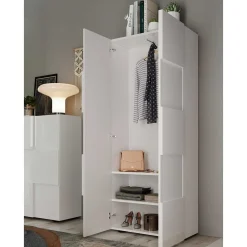 Garderobenschrank in Weiß hochglänzend - Castalla