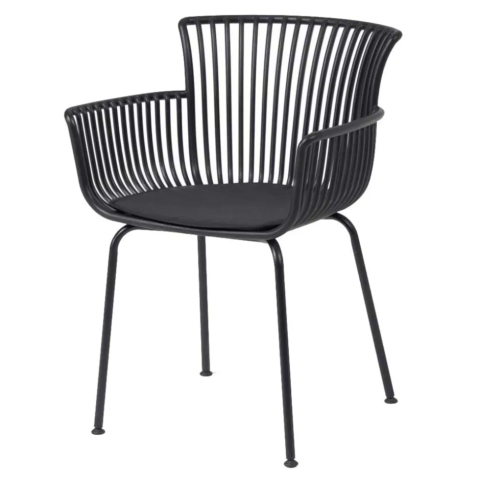 Garten Armlehnenstühle in Schwarz - Combo (4er Set)