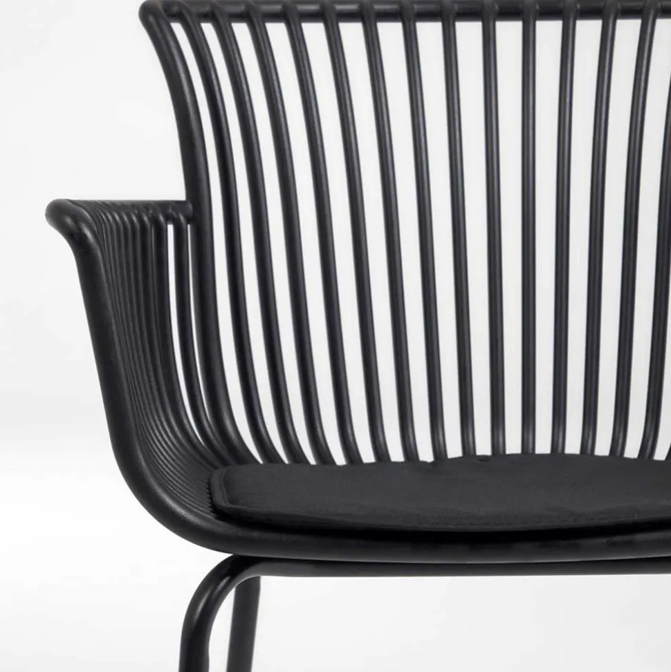 Garten Armlehnenstühle in Schwarz - Combo (4er Set)