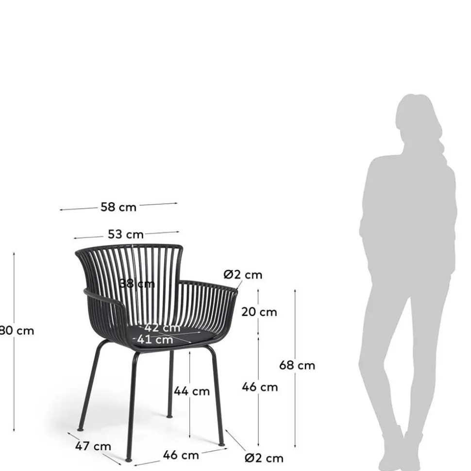 Garten Armlehnenstühle in Schwarz - Combo (4er Set)