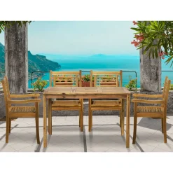 Garten Essgruppe aus Akazie massiv - Jawa (fünfteilig)