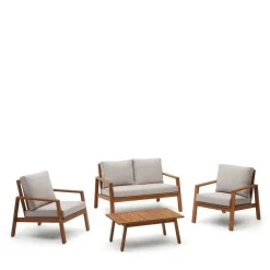 Garten Lounge Sitzgruppe aus Massivholz - Lititia (vierteilig)