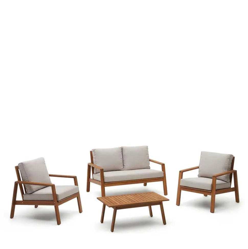 Garten Lounge Sitzgruppe aus Massivholz - Lititia (vierteilig)