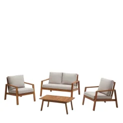 Garten Lounge Sitzgruppe aus Massivholz - Lititia (vierteilig)